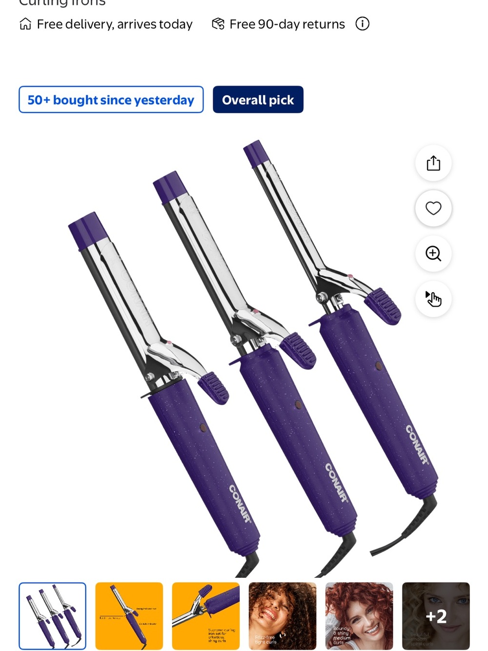 Conair Purple 3-Piece Curling Iron Set
